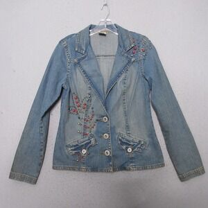 Vintage Z Cavaricci Jean Jacket Small Fitted Beaded Y2K 90s Western Statement